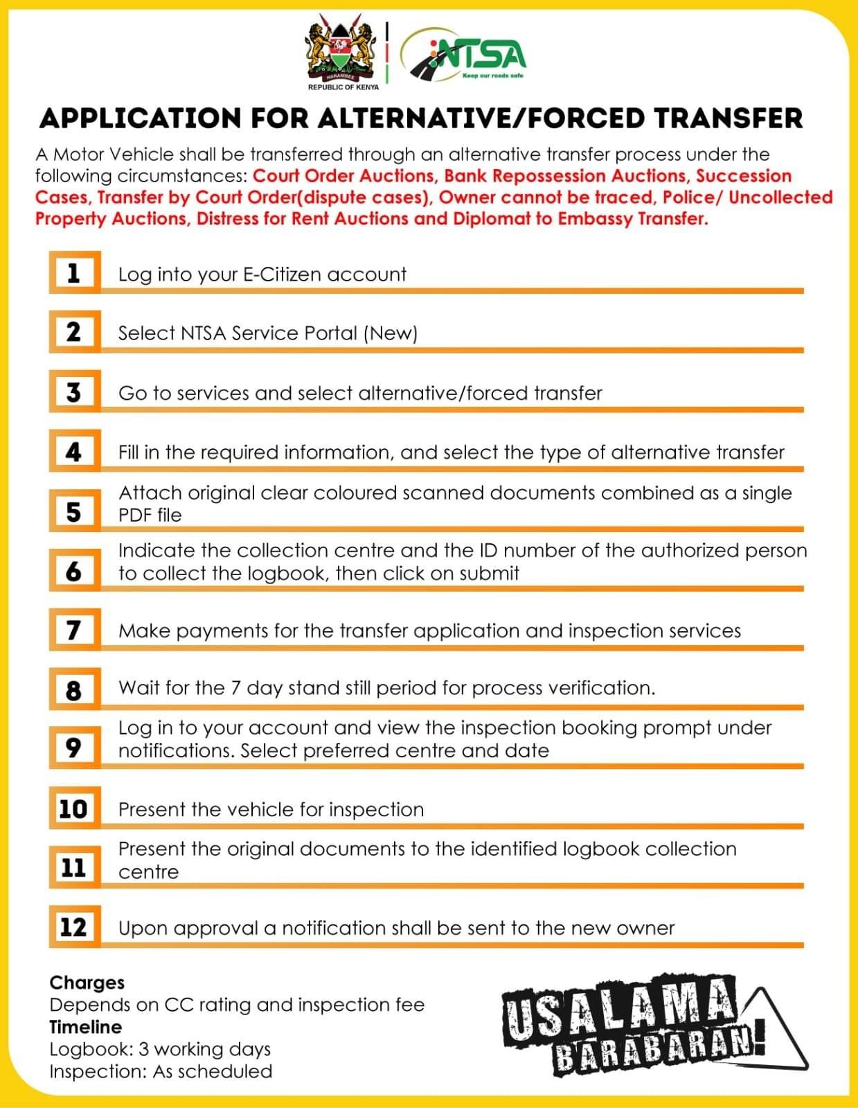Alternative Transfer Methods A Guide To Forced Transfer Process In Kenya | NTSA